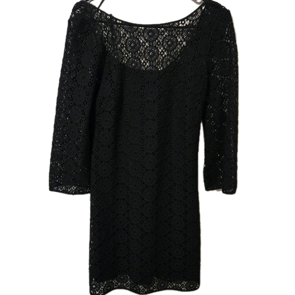 Lilly Pulitzer Topanga Crochet Lace Tunic Dress Black Size Small